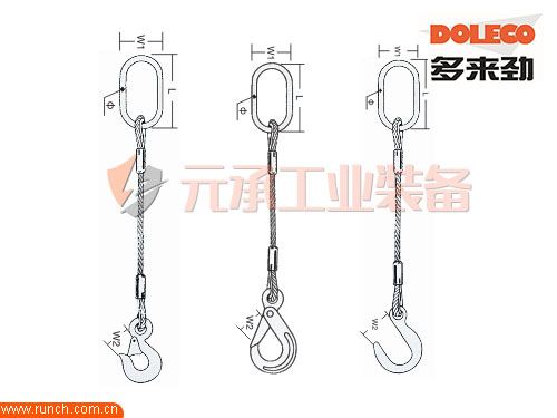 DOLECO多来劲起重吊索具：DOLECO单腿成套压制钢丝绳索具（麻芯）
